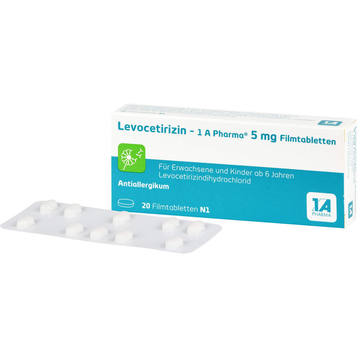 1 A Pharma Levocetirizin  5 mg Filmtabletten bei Allergien, 20 St. Tabletten