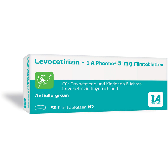 1 A Pharma Levocetirizin 5 mg Filmtabletten bei Allergien, 50 pc Tablettes