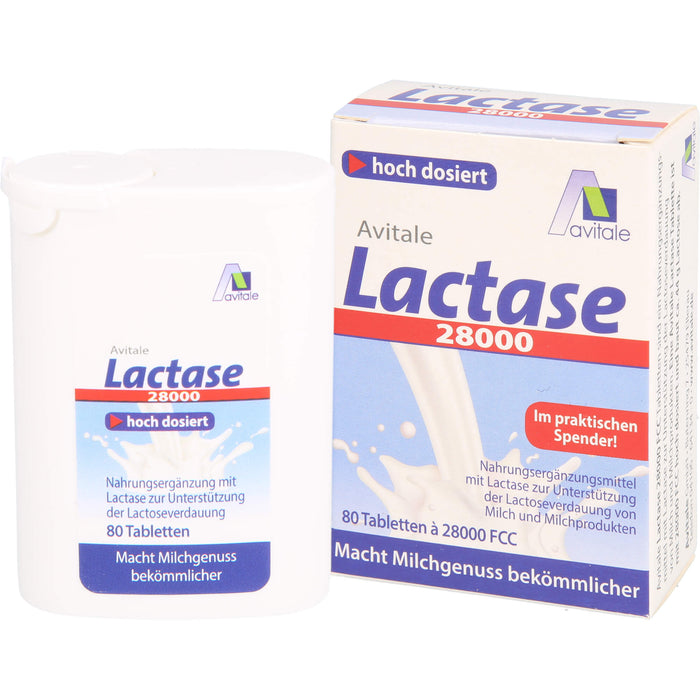 Avitale Lactase 28000 FCC Tabletten im Spender, 80 pcs. Tablets