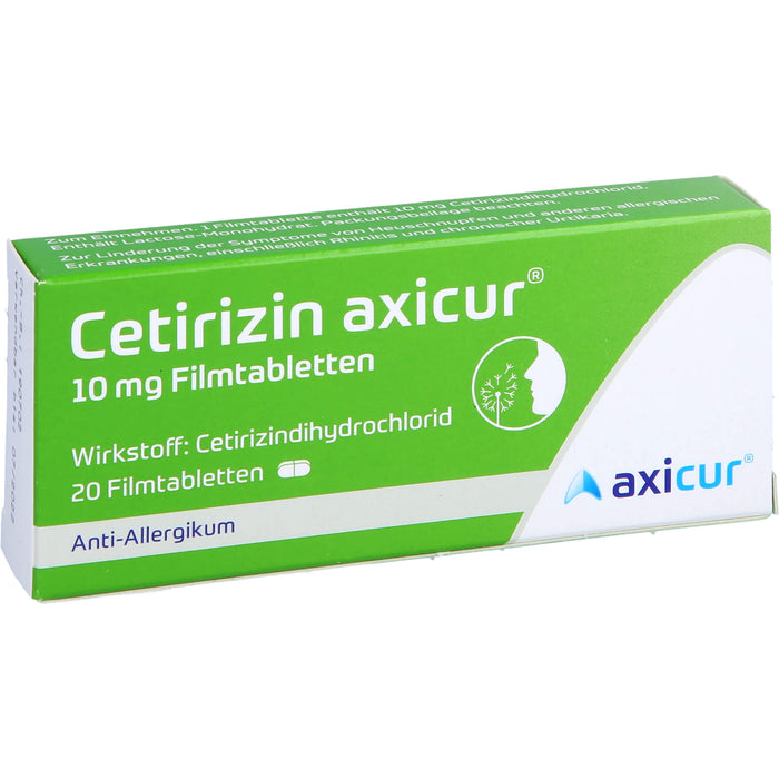 Axicur Cetirizin 10 mg Filmtabletten bei Allergien, 20 pc Tablettes