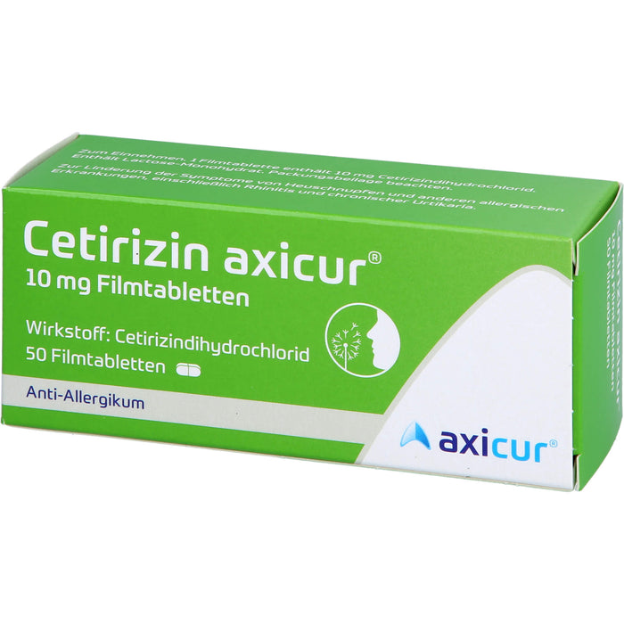 Cetirizin axicur 10 mg Filmtabletten Anti-Allergikum, 50 pc Tablettes