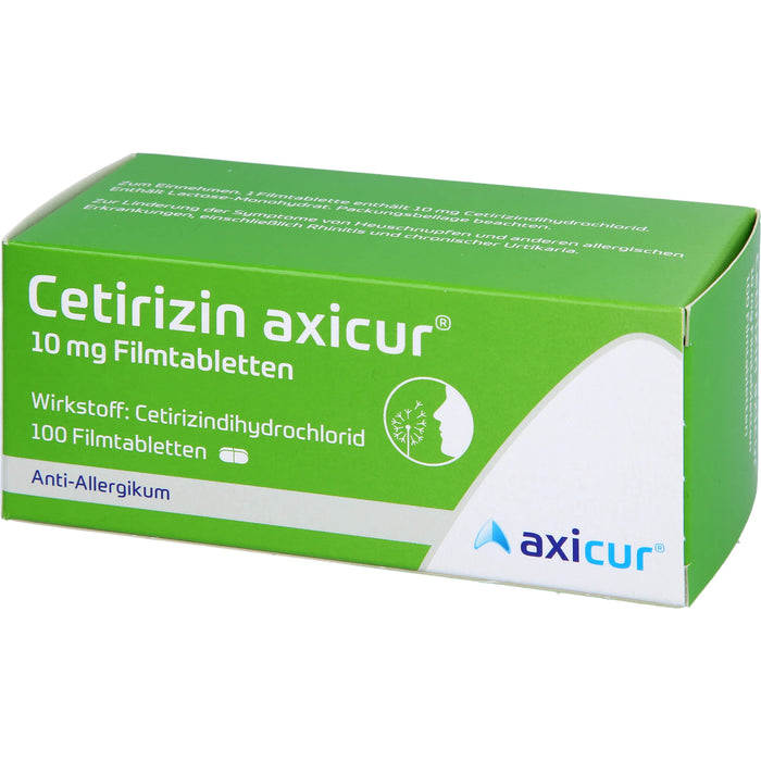 Cetirizin axicur 10 mg Filmtabletten Anti-Allergikum, 100 pcs. Tablets