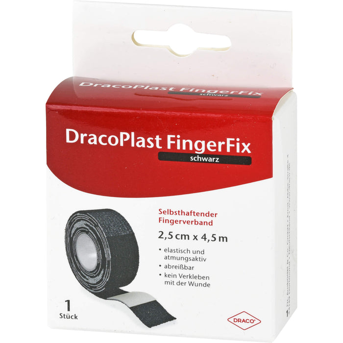 DracoPlast FingerFix 2,5 cm x 4,5 m selbsthaftender Fingerverband schwarz, 1 St. Pflaster