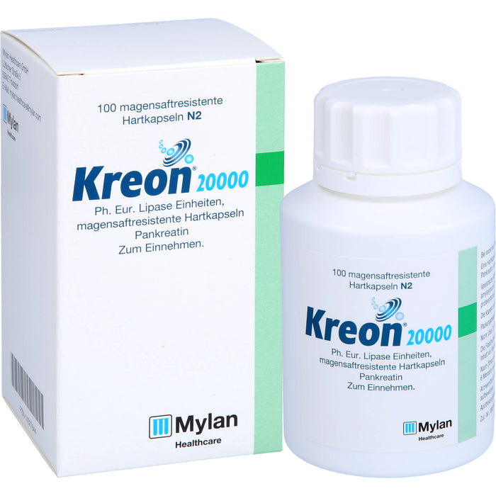 Kreon 20 000 Lipase Hartkapseln bei einer exokrinen Pankreasinsuffiziens, 100 pcs. Capsules