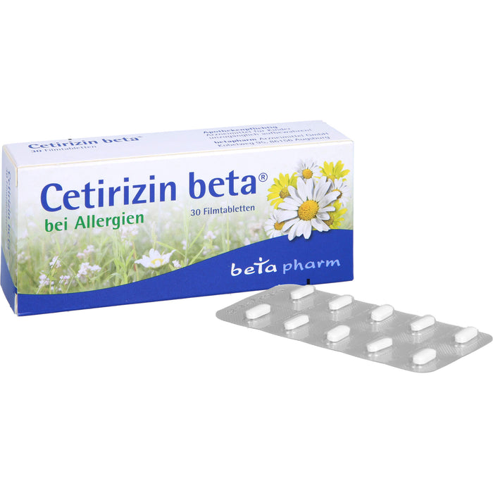 Beta Cetirizin 10 mg Filmtabletten bei Allergien, 30 pc Tablettes