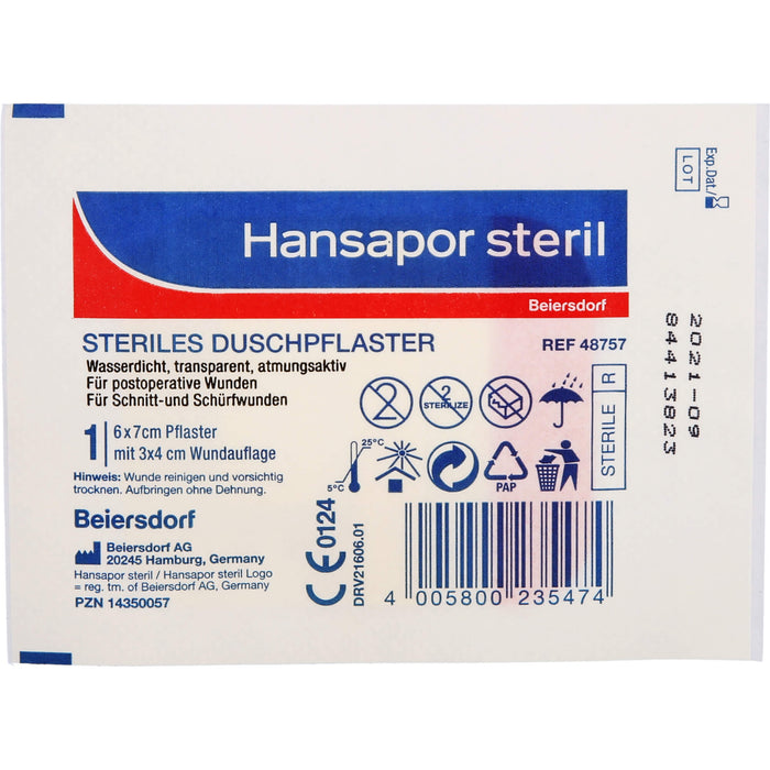 Hansapor steril Duschpfl 6x7cm, 1 pc Pansement