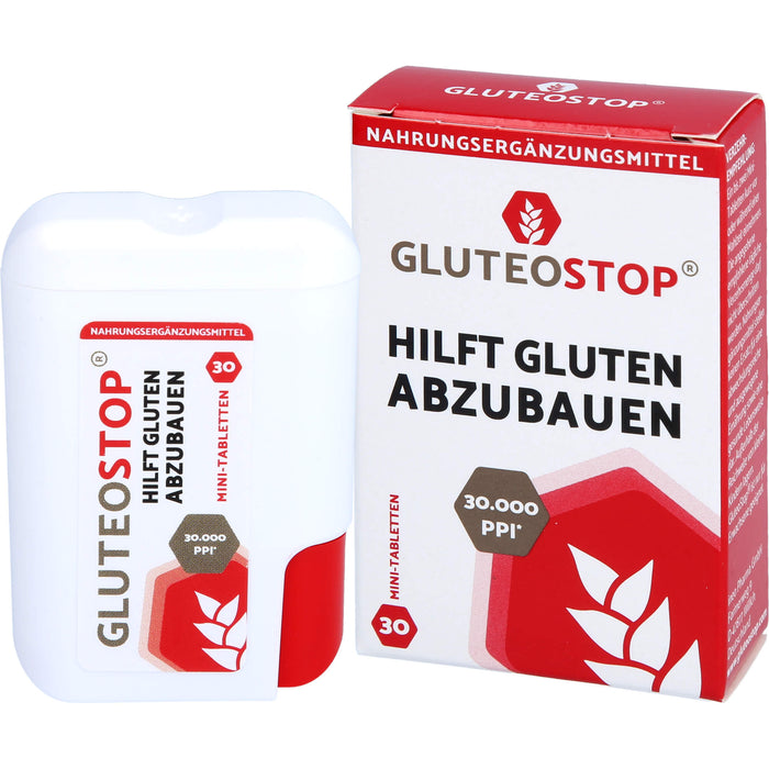 GluteoStop Minitabletten zur Unterstützung des Abbaus von Gluten in einer glutenarmen Ernährung, 30 St. Tabletten