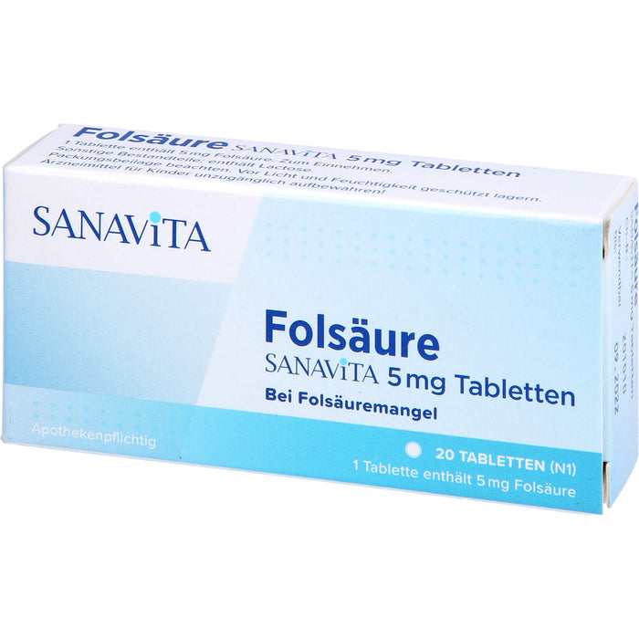 Folsäure Sanavita 5 mg Tabletten, 20 St TAB