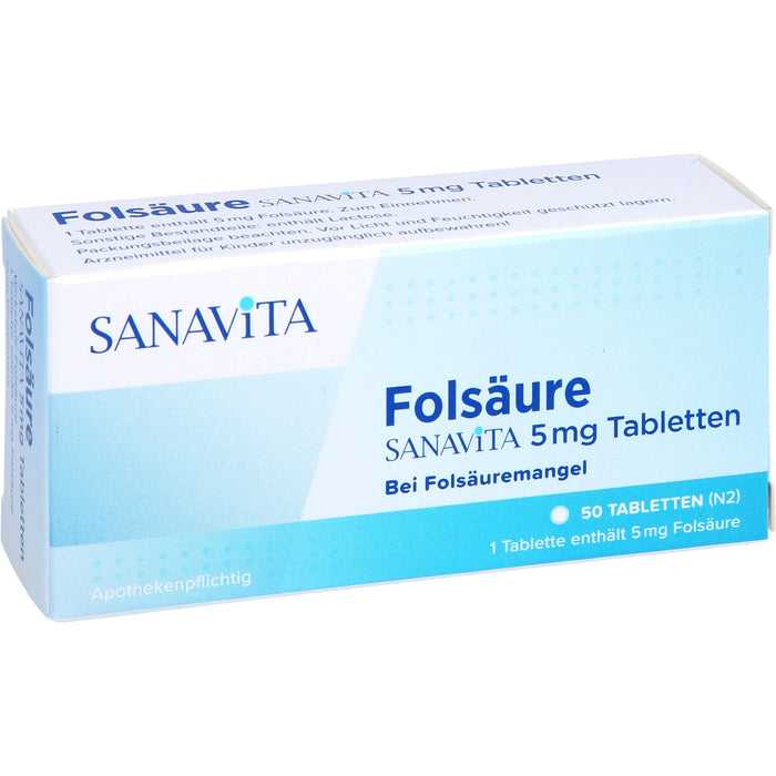 SANAVITA Folsäure 5 mg Tabletten, 50 pcs. Tablets