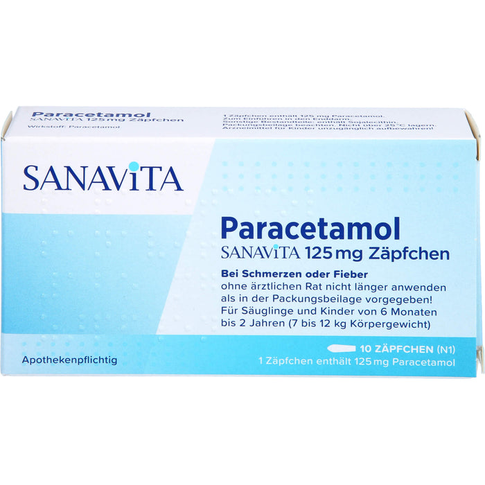 Paracetamol SANAVITA 125 mg Zäpfchen, 10 St. Zäpfchen