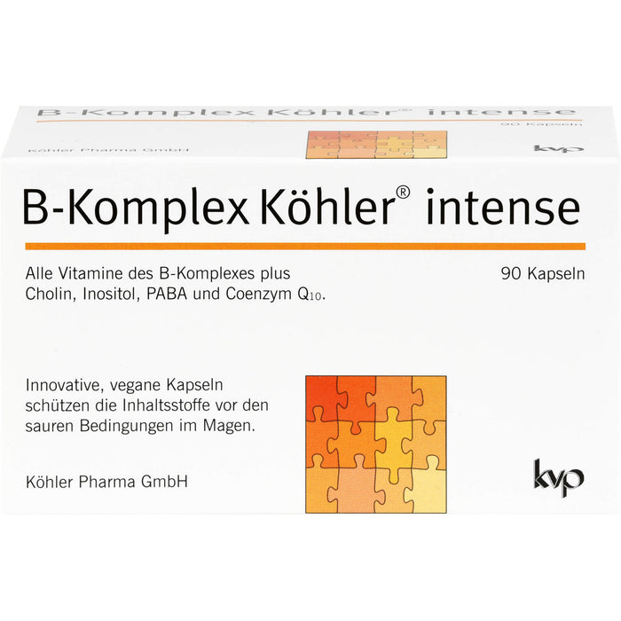 B-Komplex Köhler intense Kapseln schützt die Inhaltsstoffe vor den sauren Bedingungen im Magen, 90 pcs. Capsules