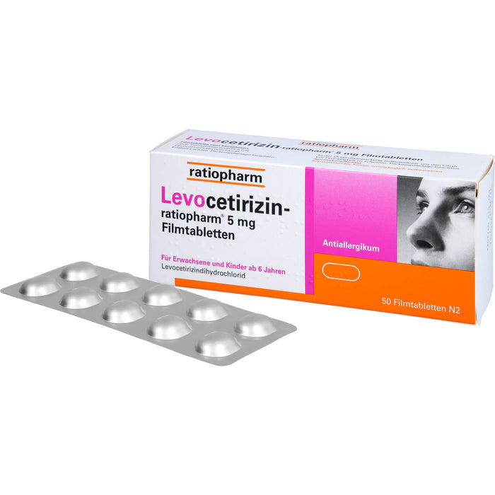 Levocetirizin-ratiopharm 5 mg Filmtabletten Antiallergikum, 50 St. Tabletten