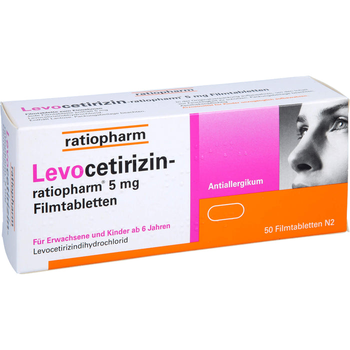 Levocetirizin-ratiopharm 5 mg Filmtabletten Antiallergikum, 50 pc Tablettes