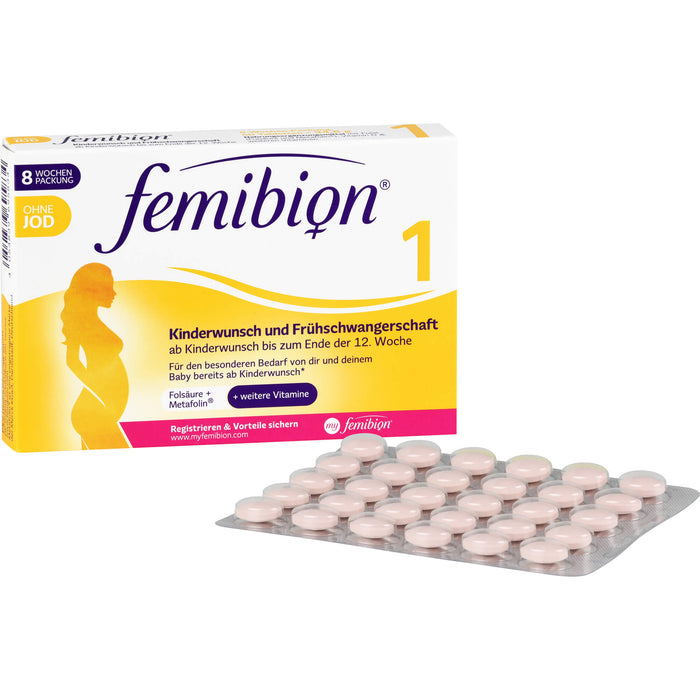 Femibion 1 Kinderwunsch und Frühschwangerschaft ohne Jod Tabletten, 60 pcs. Tablets