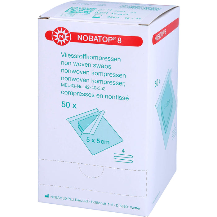 NOBATOP 8 Vliesstoffkompressen steril 10 x 10 cm, 100 pc Compresses