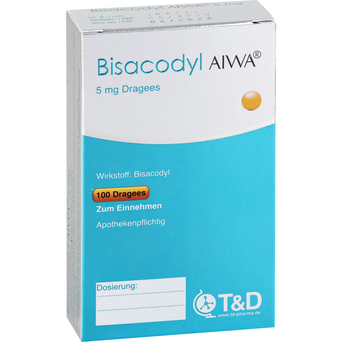 Bisacodyl AIWA 5 mg Dragees bei Verstopfungen, 100 St. Dragees