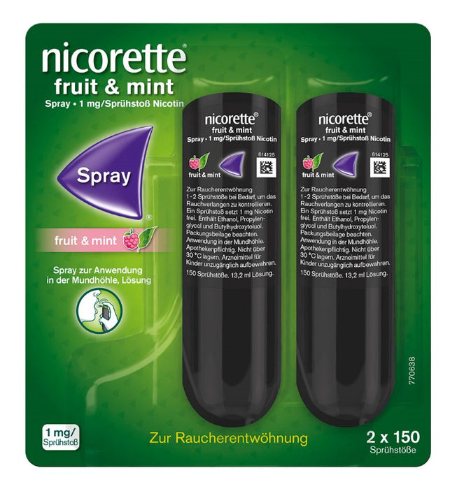 nicorette fruit & mint Spray zur Anwendung in der Mundhöhle, 2 St. Spray