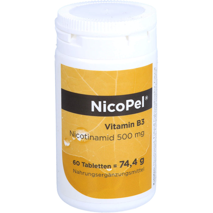 NicoPel Nicotinamid 500 mg Vitamin B3 Tabletten, 60 pc Tablettes