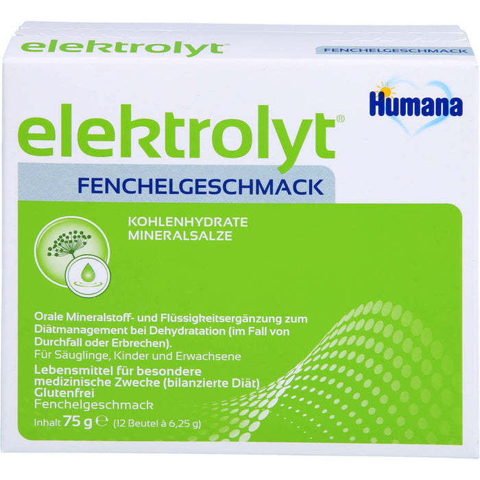 Humana elektrolyt Fenchelgeschmack Beutel, 75 g Powder