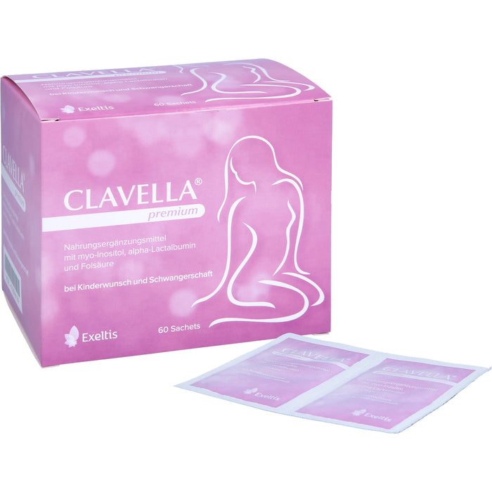 CLAVELLA premium Sachets bei Kinderwunsch und Schwangerschaft, 60 pcs. Sachets