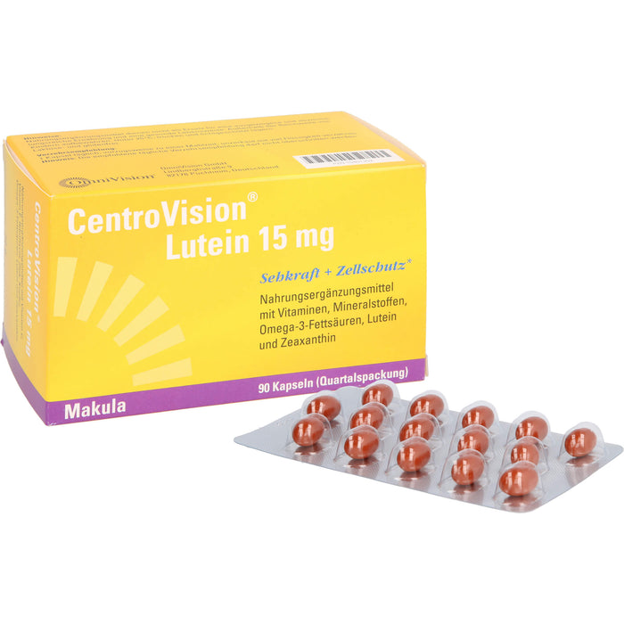 CentroVision Lutein 15 mg Kapseln Sehkraft + Zellschutz, 90 pcs. Capsules