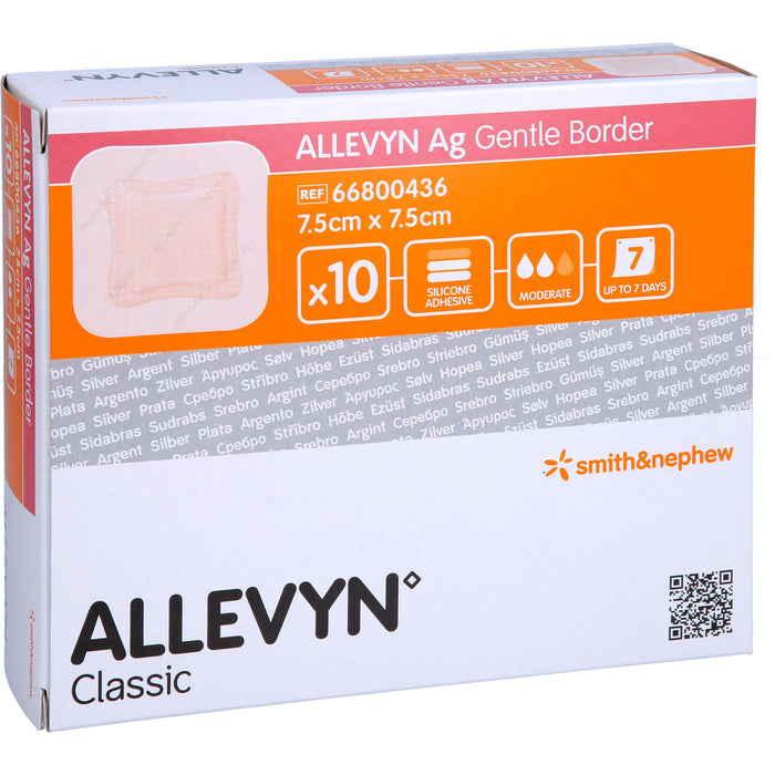 ALLEVYN Ag Gentle Border 7,5x7,5 cm Wundverband, 10 St VER