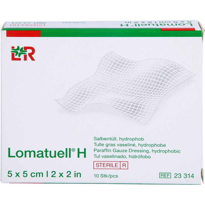 Lomatuell H Salbentüll steril 5 x 5 cm Reimport Kohlpharma, 10 St. Verband