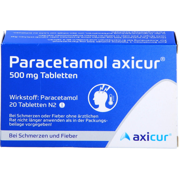 Paracetamol axicur 500 mg Tabletten Reimport axicorp, 20 St. Tabletten