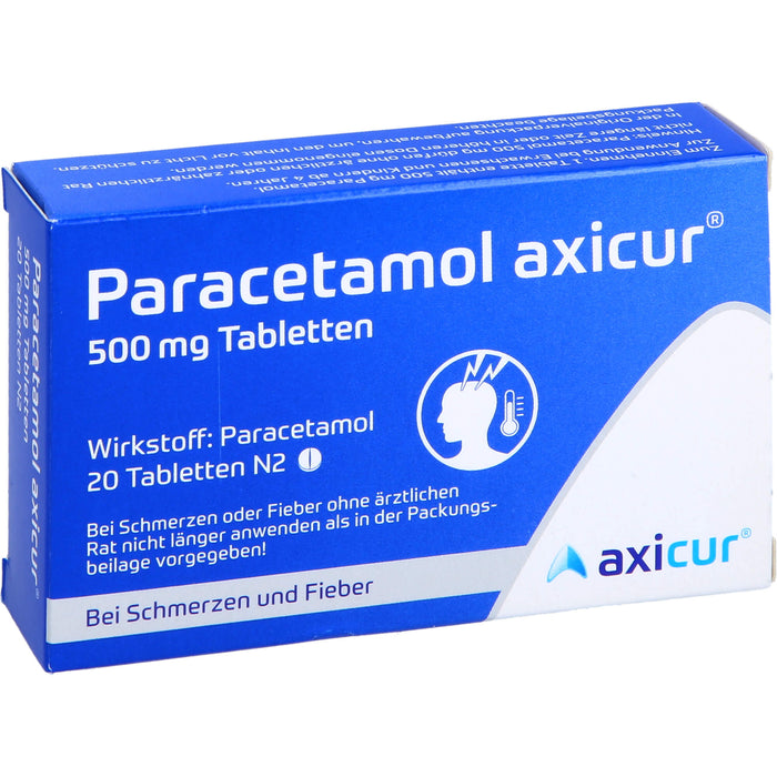 Paracetamol axicur 500 mg Tabletten Reimport axicorp, 20 pcs. Tablets