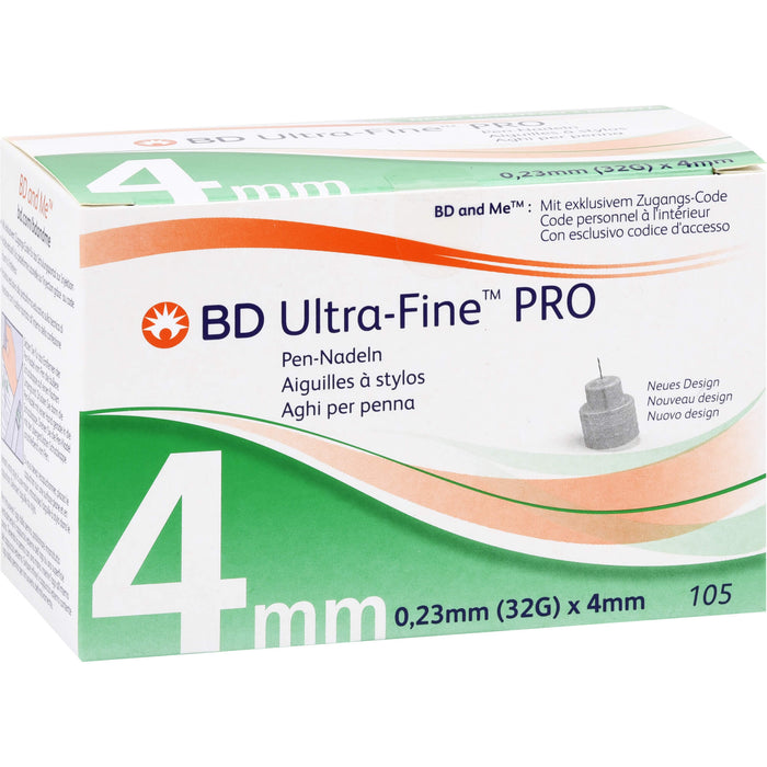 BD ULTRA-FINE PRO Pen-Nadeln 0,23 mm (32G) x 4 mm, 105 St. Kanülen