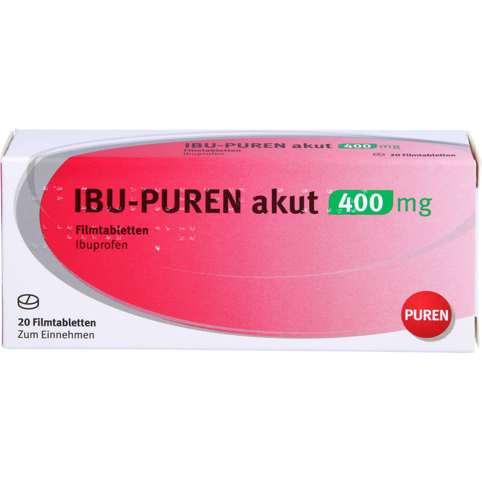 PUREN Ibu akut 400 mg Filmtabletten bei Schmerzen und Fieber, 20 St. Tabletten