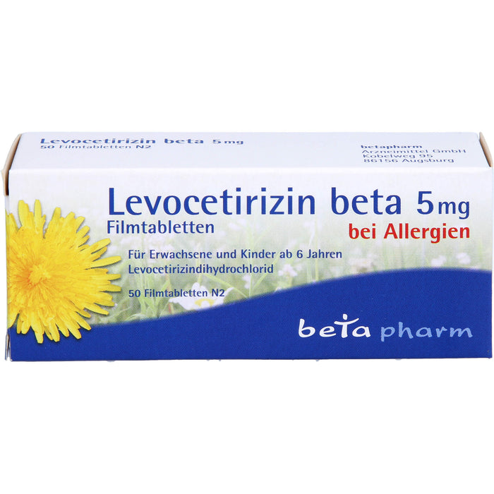 Levocetirizin beta 5 mg Filmtabletten bei Allergien, 50 pc Tablettes