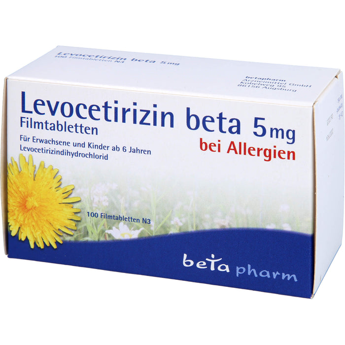 Levocetirizin beta 5 mg Filmtabletten bei Allergien, 100 St. Tabletten