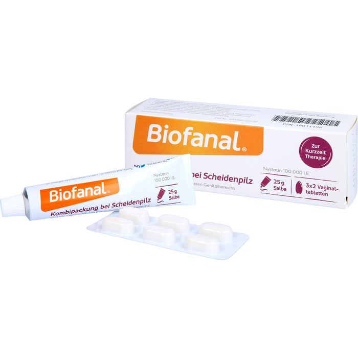 Biofanal Kombipackung bei Scheidenpilz und Candida-Infektionen des äußeren Genitalbereichs, 100 000 I.E. Salbe und Vaginaltabletten, 1 pcs. Combipack