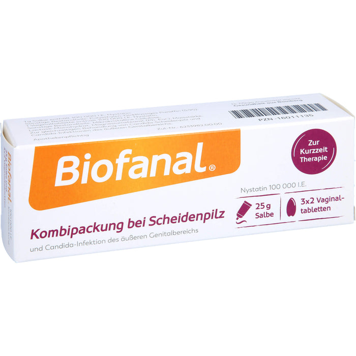 Biofanal Kombipackung bei Scheidenpilz und Candida-Infektionen des äußeren Genitalbereichs, 100 000 I.E. Salbe und Vaginaltabletten, 1 St. Kombipackung