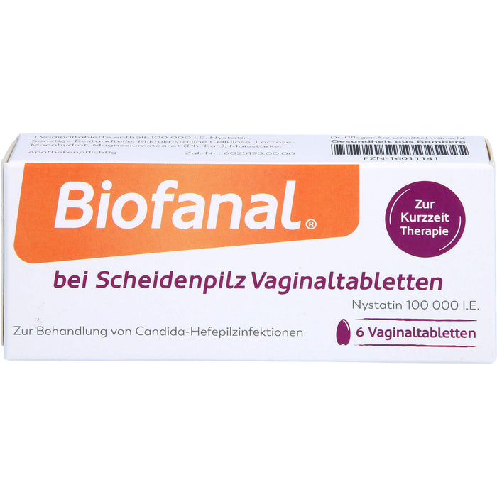 Biofanal bei Scheidenpilz Vaginaltabletten 100 000 I.E., 6 pc Tablettes