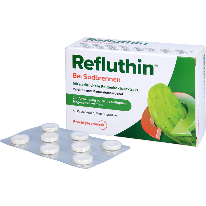 Refluthin Kautabletten bei Sodbrennen Frucht, 48 pc Tablettes