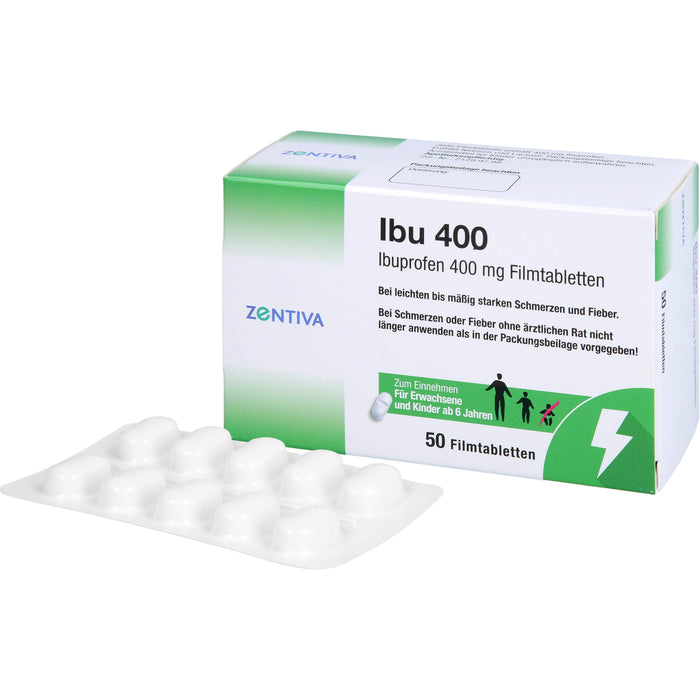 Ibu 400, Ibuprofen 400 mg Filmtabletten, 50 pcs. Tablets