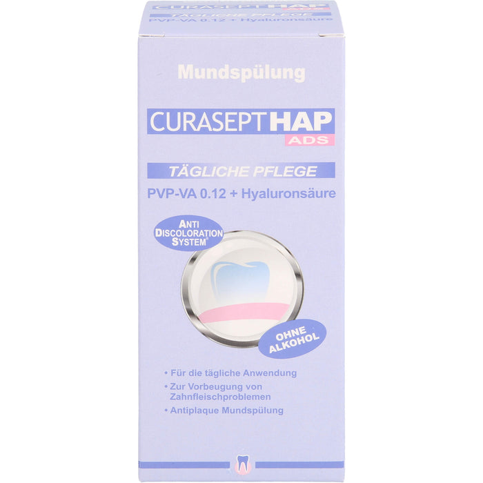 CURASEPT HAP PVP-VA 0,12 + Hyaluronsäure tägliche Pflege Mundspülung, 200 ml Solution