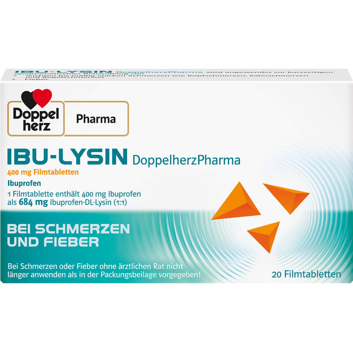 Doppelherz PharmaI IBU-LYSIN 400 mg Filmtabletten bei Schmerzen und Fieber, 20 pcs. Tablets