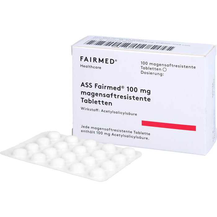 ASS Fairmed 100 mg Tabletten zur Verringerung der Entstehung von Blutgerinseln, 100 St. Tabletten