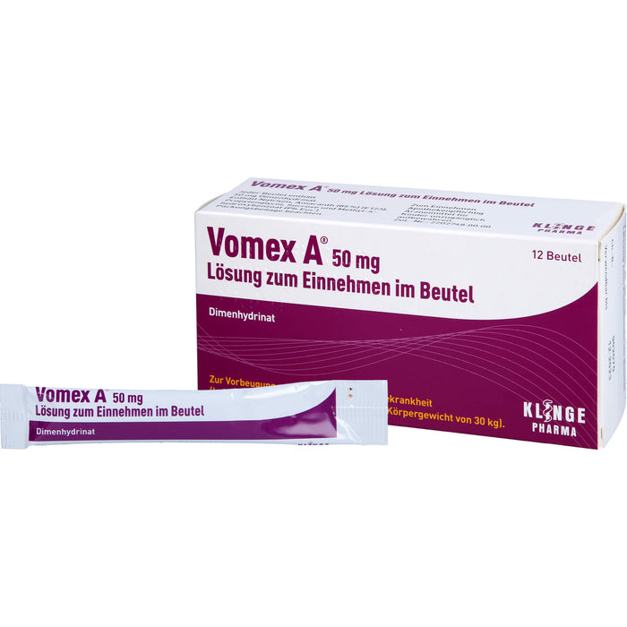 Vomex A 50 mg Beutel gegen Reisekrankheit, 12 pc Sachets