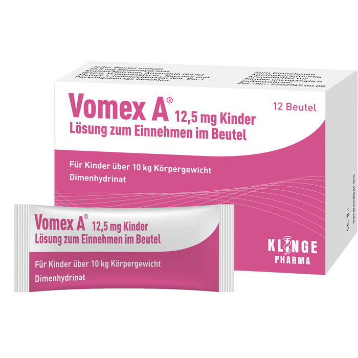 Vomex A 12,5 mg Kinder Beutel gegen Reisekrankheit, 12 pc Sachets