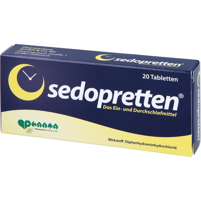 sedopretten Tabletten als Ein- und Durchschlafmittel, 20 pcs. Tablets