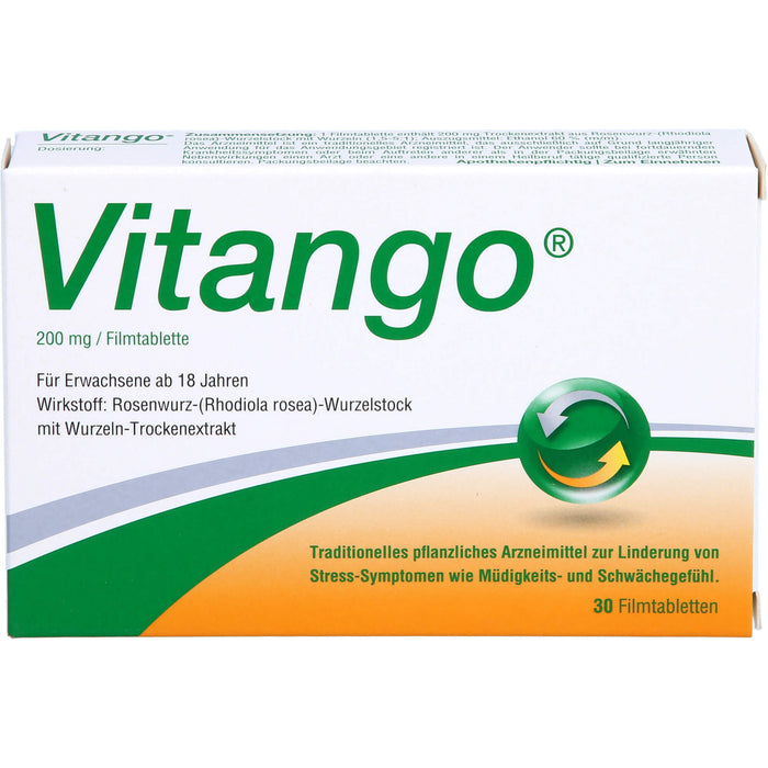 Vitango Filmtabletten zur Linderung von Stress-Symptomen wie Müdigkeits- und Schwächegefühl, 30 pc Tablettes