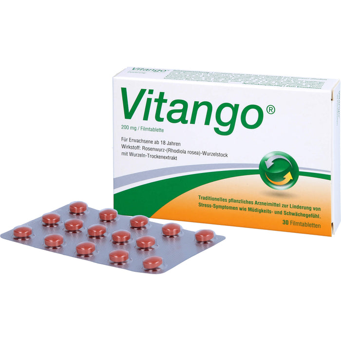 Vitango Filmtabletten zur Linderung von Stress-Symptomen wie Müdigkeits- und Schwächegefühl, 30 pcs. Tablets