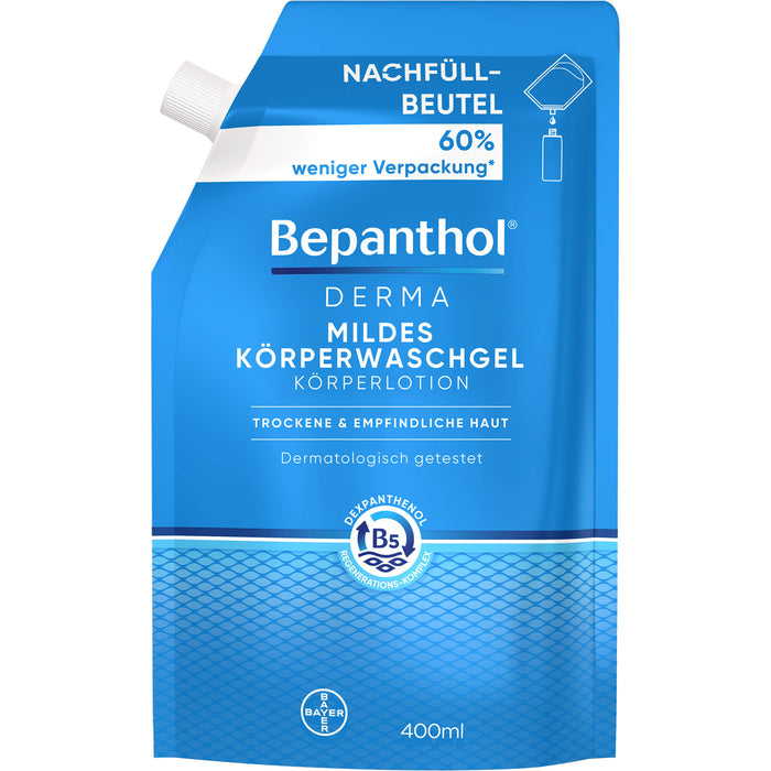 Bepanthol Derma mildes Körperwaschgel für empfindliche und trockene Haut, 400 ml Cream