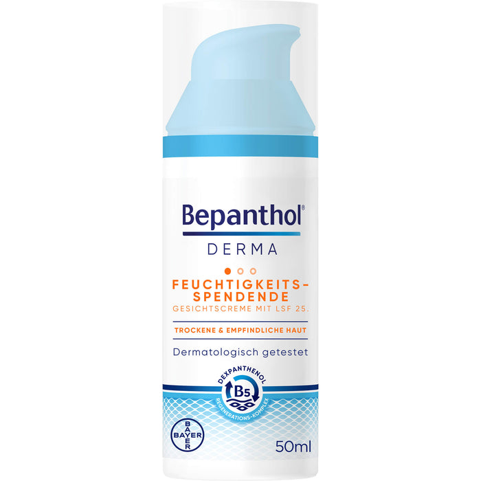 Bepanthol Derma feuchtigkeitsspendende Gesichtscreme LSF 25 für trockene und empfindliche Haut, 50 ml Crème