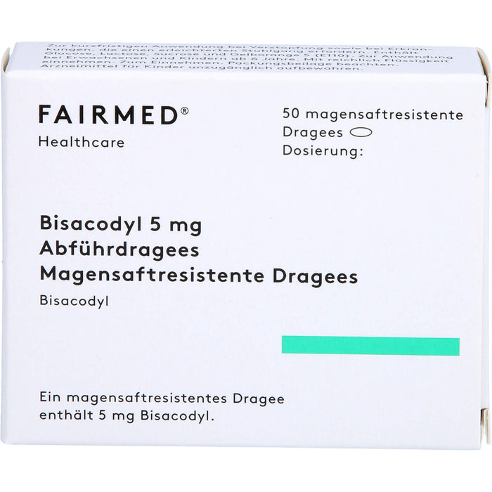 FAIRMED Bisacodyl 5 mg Dragees bei Verstopfung, 50 pcs. Dragées