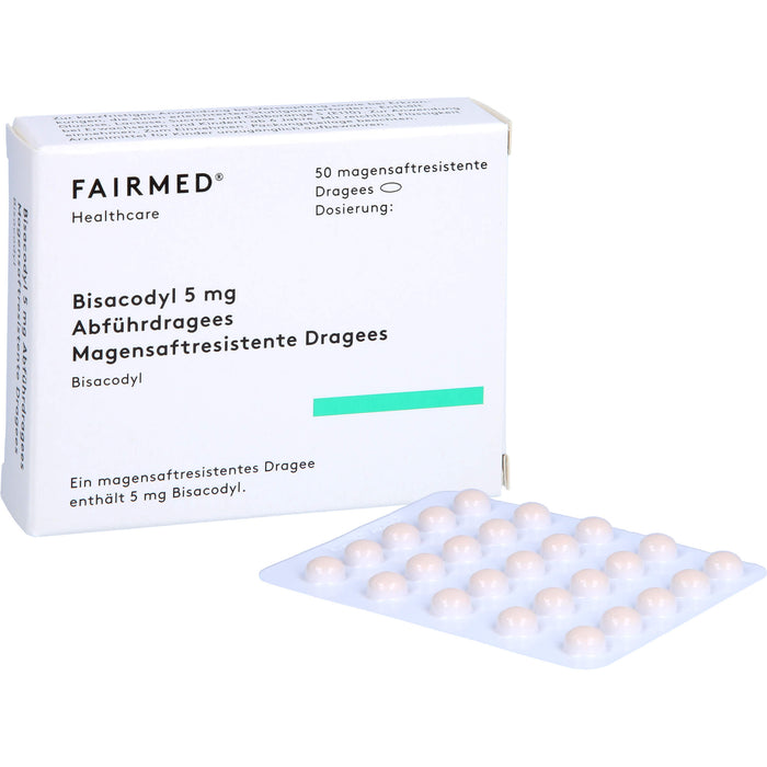 FAIRMED Bisacodyl 5 mg Dragees bei Verstopfung, 50 pcs. Dragées